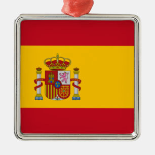 Ornement Carré Argenté Drapeau espagnol (Espagne)