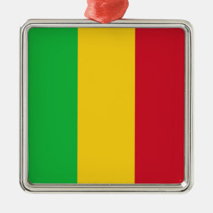 Ornement Carré Argenté Drapeau malien (Mali, Afrique)