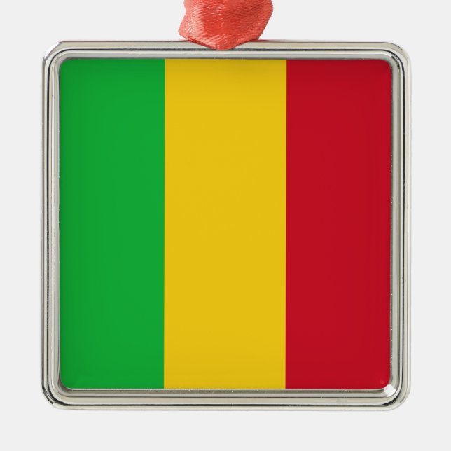 Ornement Carré Argenté Drapeau malien (Mali, Afrique) (Devant)