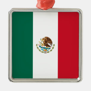 Ornement Carré Argenté Drapeau mexicain (Mexique)