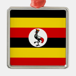 Ornement Carré Argenté Drapeau ougandais (Ouganda)