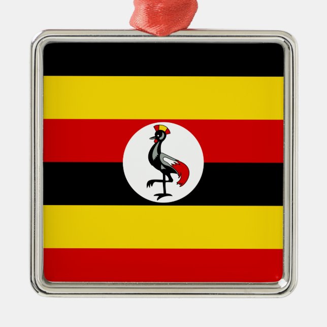 Ornement Carré Argenté Drapeau ougandais (Ouganda) (Devant)
