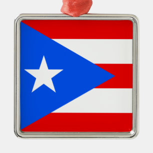 Ornement Carré Argenté Drapeau porto-ricain (Porto Rico)