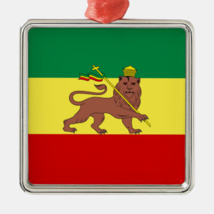 Ornement Carré Argenté Drapeau Rastafari (Rastafarianisme) (Rasta)