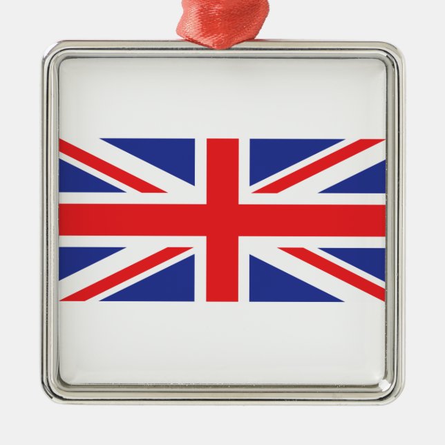 Ornement Carré Argenté Drapeau Royaume-Uni/Union Jack (Devant)