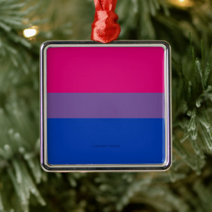 Ornement Carré Argenté Drapeau SlipperyJoe's Bisexual Pride lavande-rose