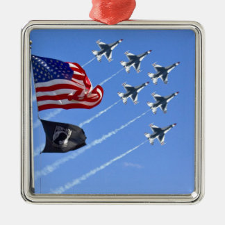 Ornement Carré Argenté Drapeau Thunderbird Jets USA MIA/POW
