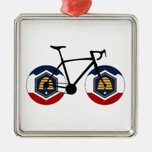 Ornement Carré Argenté Drapeau Utah Cyclisme