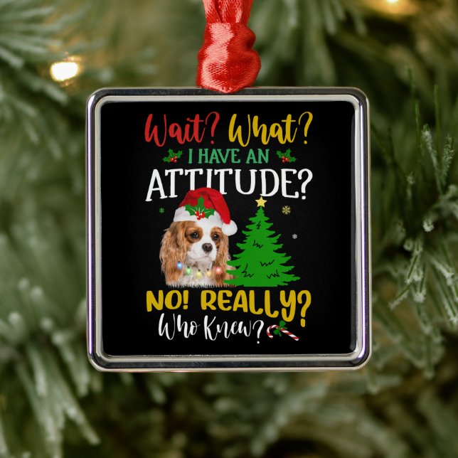 Ornement Carré Argenté Drôle Cavalier King Charles Spaniel Chien (Arbre)
