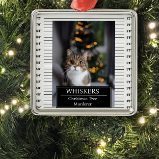 Ornement Carré Argenté Drôle Pet Mug Shot