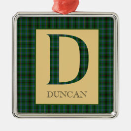 Ornement Carré Argenté Duncan Tartan Monogramme D