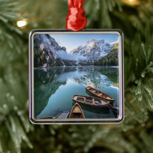 Ornement Carré Argenté Eau   Pragser Wildsee Dolomites Italie