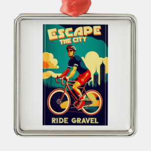 Ornement Carré Argenté Échapper À La City Ride Gravel Vélo