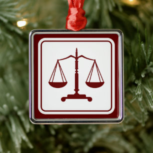 Ornement Carré Argenté Échelles de justice Cadeaux juridiques