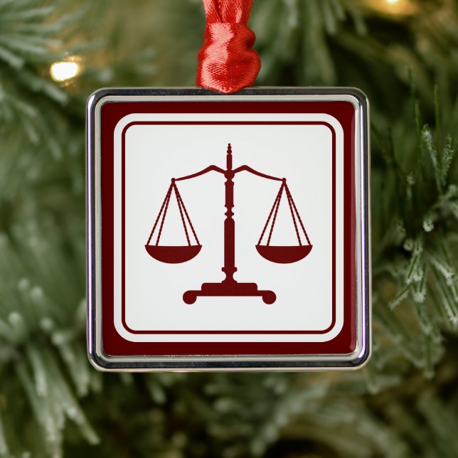 Ornement Carré Argenté Échelles de justice | Cadeaux juridiques (Arbre)
