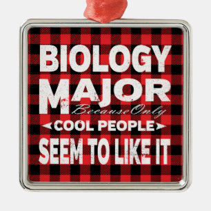 Ornement Carré Argenté École de biologie Grand étudiant Red Plaid
