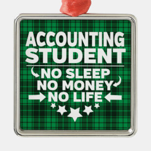 Ornement Carré Argenté Ecole de comptabilité Green Plaid Xmas