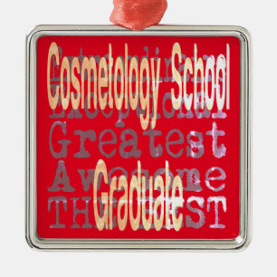 Ornement Carré Argenté Ecole de Cosmetologie Diplômé Extraordinaire