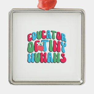 Ornement Carré Argenté Éducateur De Minuscules Humains