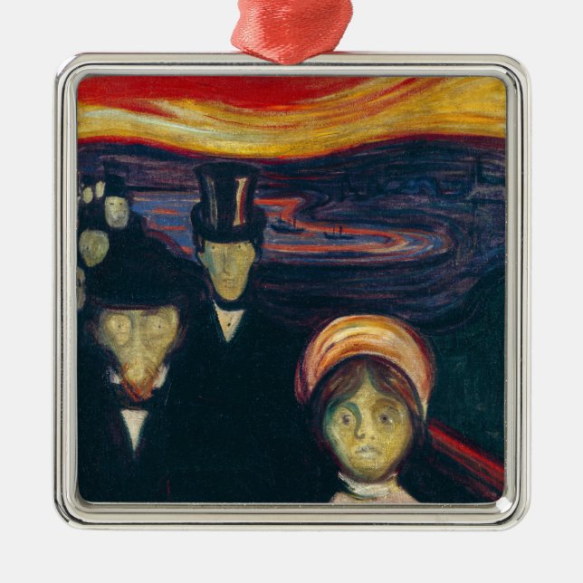 Ornement Carré Argenté Edvard Munch - Anxiété (Devant)