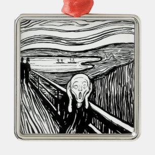 Ornement Carré Argenté Edvard Munch - La lithographie de cri