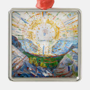 Ornement Carré Argenté Edvard Munch - Le Soleil 1912