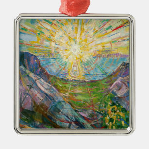 Ornement Carré Argenté Edvard Munch - Le Soleil 1916