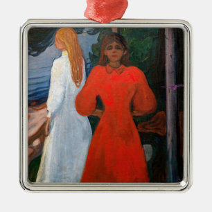Ornement Carré Argenté Edvard Munch - Rouge et Blanc