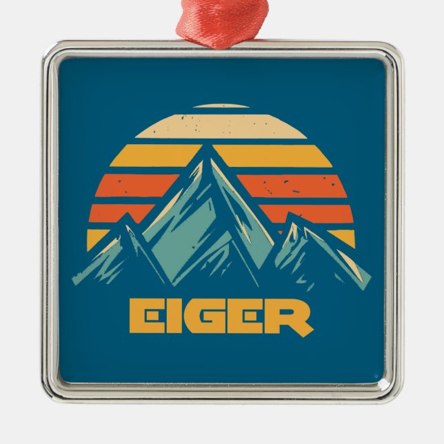 Ornement Carré Argenté Eiger Switzerland Retro Turquoise (Devant)