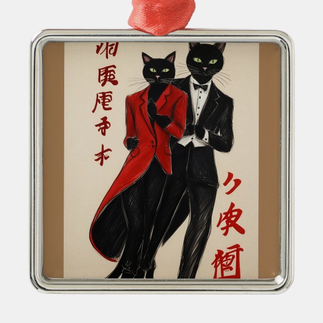 Ornement Carré Argenté El Gato Le Maestro argentin Tango (Devant)