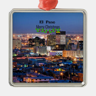 Ornement Carré Argenté El Paso, Texas à la nuit