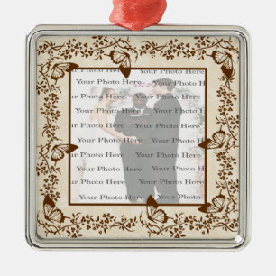 Ornement Carré Argenté Élégant Carré papillon Argent Ornament