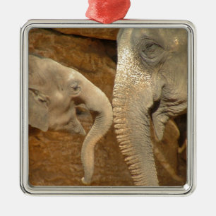 ORNEMENT CARRÉ ARGENTÉ ÉLÉPHANTS