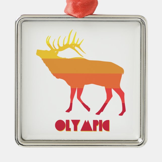 Ornement Carré Argenté Elk olympique (Devant)