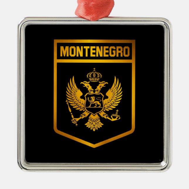 Ornement Carré Argenté Emblème du Monténégro (Devant)