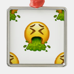 Ornement Carré Argenté emoji puking