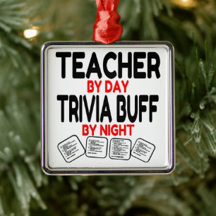 Ornement Carré Argenté Enseignant de Trivia Buff