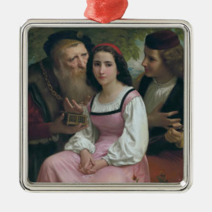 Ornement Carré Argenté Entre richesse et amour (par Bouguereau)