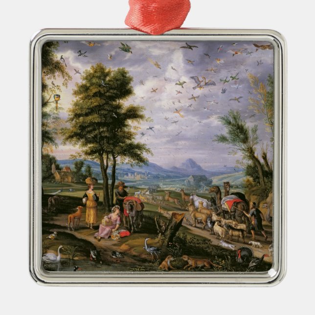 Ornement Carré Argenté Entrer dans l'arche (Devant)