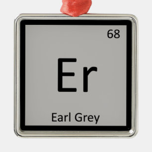 Ornement Carré Argenté Er - Earl Grey Tea Chemistry Symbole de table péri