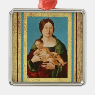 Ornement Carré Argenté Ercole de'Roberti - Vierge et Enfant