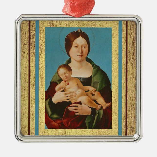 Ornement Carré Argenté Ercole de'Roberti - Vierge et Enfant (Devant)