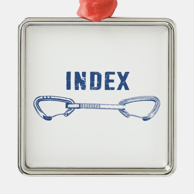 Ornement Carré Argenté Escalade d'index Quickdraw (Devant)