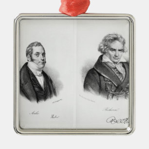 Ornement Carré Argenté Esprit Auber et Ludwig van Beethoven
