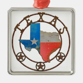 Ornement Carré Argenté État du Texas Fer forgé