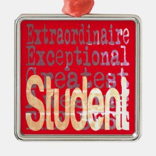 Ornement Carré Argenté Étudiant Extraordinaire