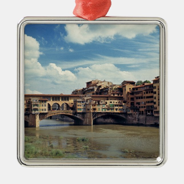 Ornement Carré Argenté Europe, Italie, Florence. Le Ponte Vecchio (Devant)