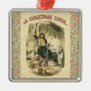 Ornement Carré Argenté Fantôme de Noël Présent Scrooge