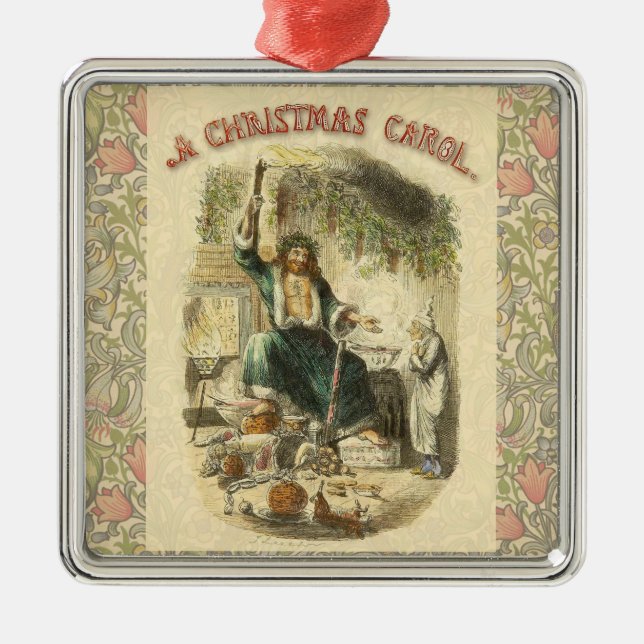 Ornement Carré Argenté Fantôme de Noël Présent Scrooge (Devant)