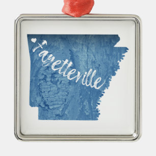 Ornement Carré Argenté Fayetteville Arkansas Wood Grain